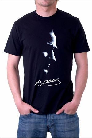 Erkek Atatürk silüet baskılı tişört