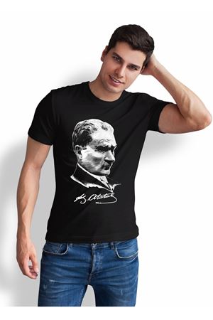 ATATÜRK BASKILI SİYAH TİŞÖRT