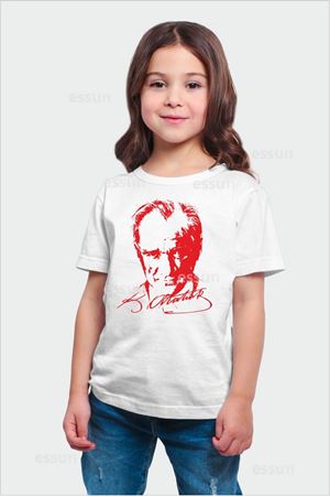 23 Nisan özel Kırmızı Atatürk Baskılı Çocuk Tshirt