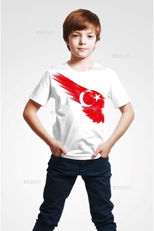 23 NİSAN ÖZEL Bayrak Baskı Çocuk Tshirt 