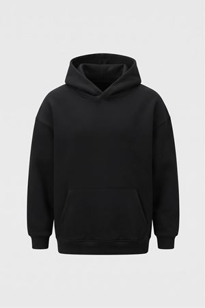 Oversize Unisex Siyah Kapüşonlu Sweatshirt 