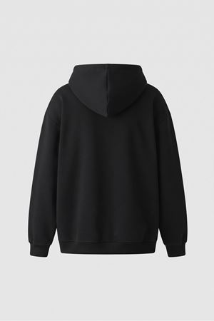 Oversize Unisex Siyah Kapüşonlu Sweatshirt 
