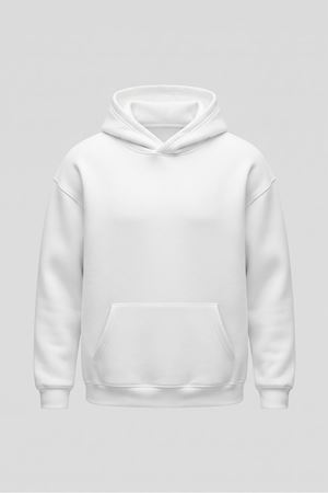 Oversize Unisex Beyaz Kapüşonlu sweatshirt 